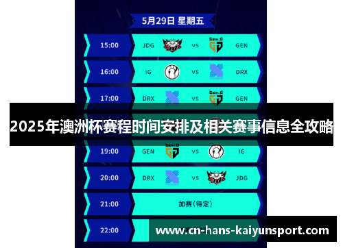 2025年澳洲杯赛程时间安排及相关赛事信息全攻略